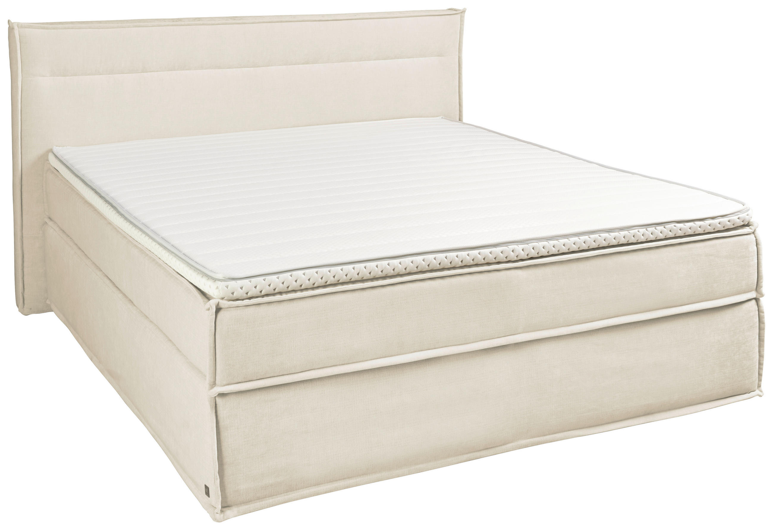 BOXSPRINGBETT 180/200 cm,  in Creme, Topper, H2 + H3 = mittel + fest  - Creme, Design, Kunststoff/Textil (180/200cm) - Musterring