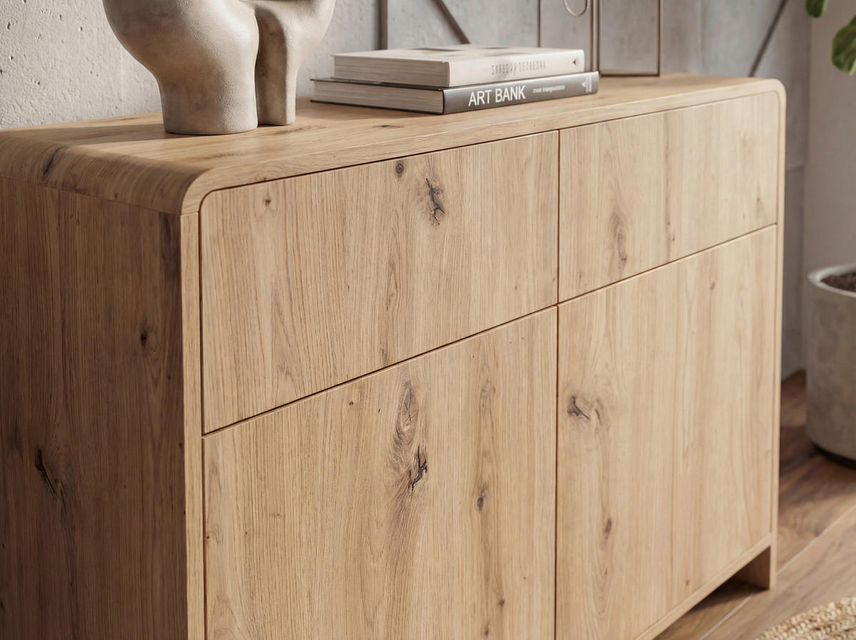 SIDEBOARD  88/76/40 cm 2 låda(or)  - ekfärgad, Design, trämaterial (88/76/40cm) - Livetastic