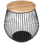 BEISTELLTISCH in Holz, Metall, Holzwerkstoff 54/54/52,5 cm  - Schwarz/Naturfarben, Design, Leder/Holz (54/54/52,5cm) - Novel