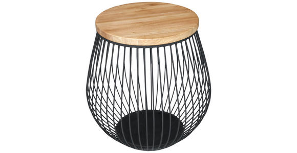 BEISTELLTISCH in Holz, Metall, Holzwerkstoff 54/54/52,5 cm  - Schwarz/Naturfarben, Design, Leder/Holz (54/54/52,5cm) - Novel