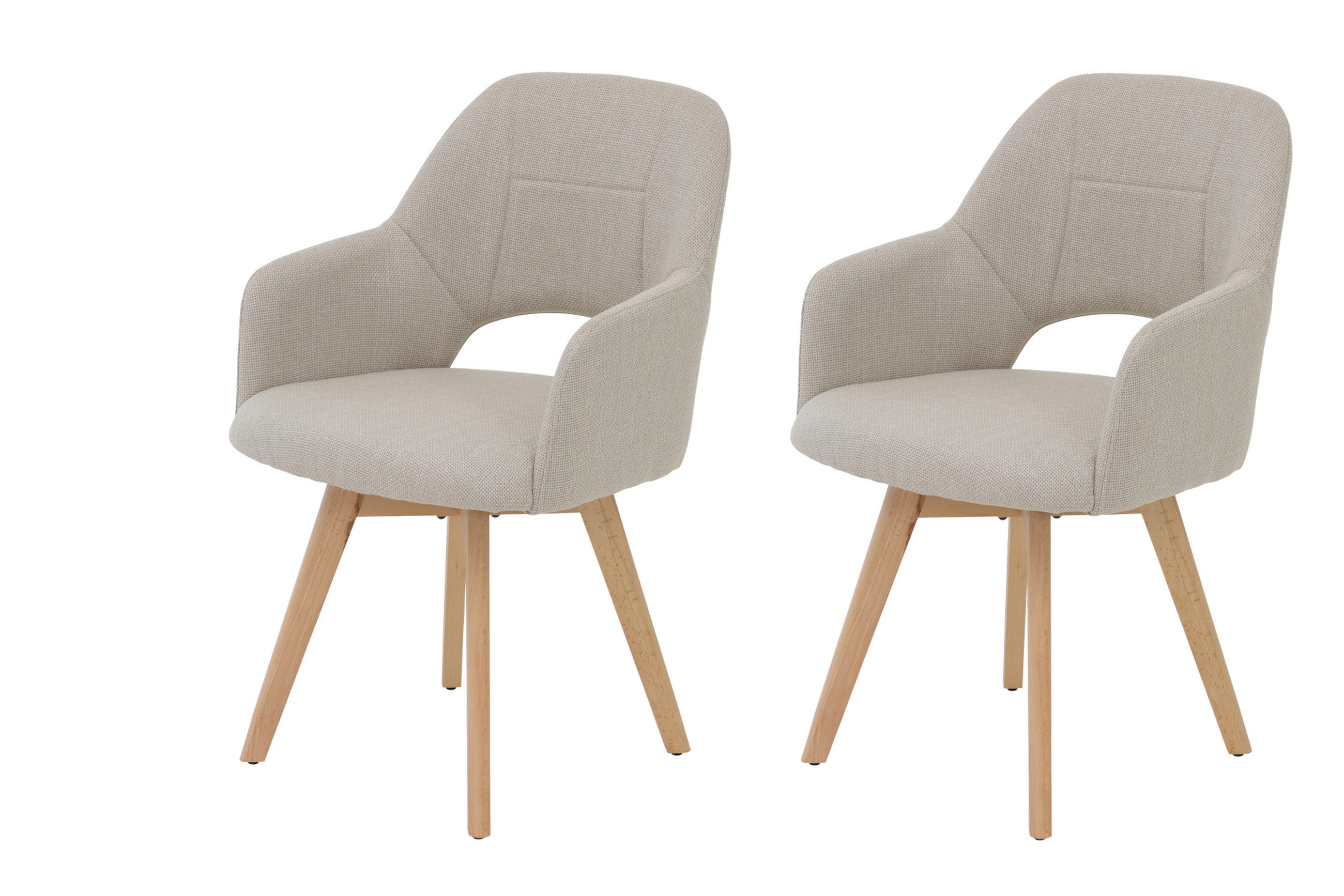 SESSELSET in Webstoff, Mikrofaser Beige  - Beige/Buchefarben, MODERN, Holz/Textil (57/88/61cm) - P & B