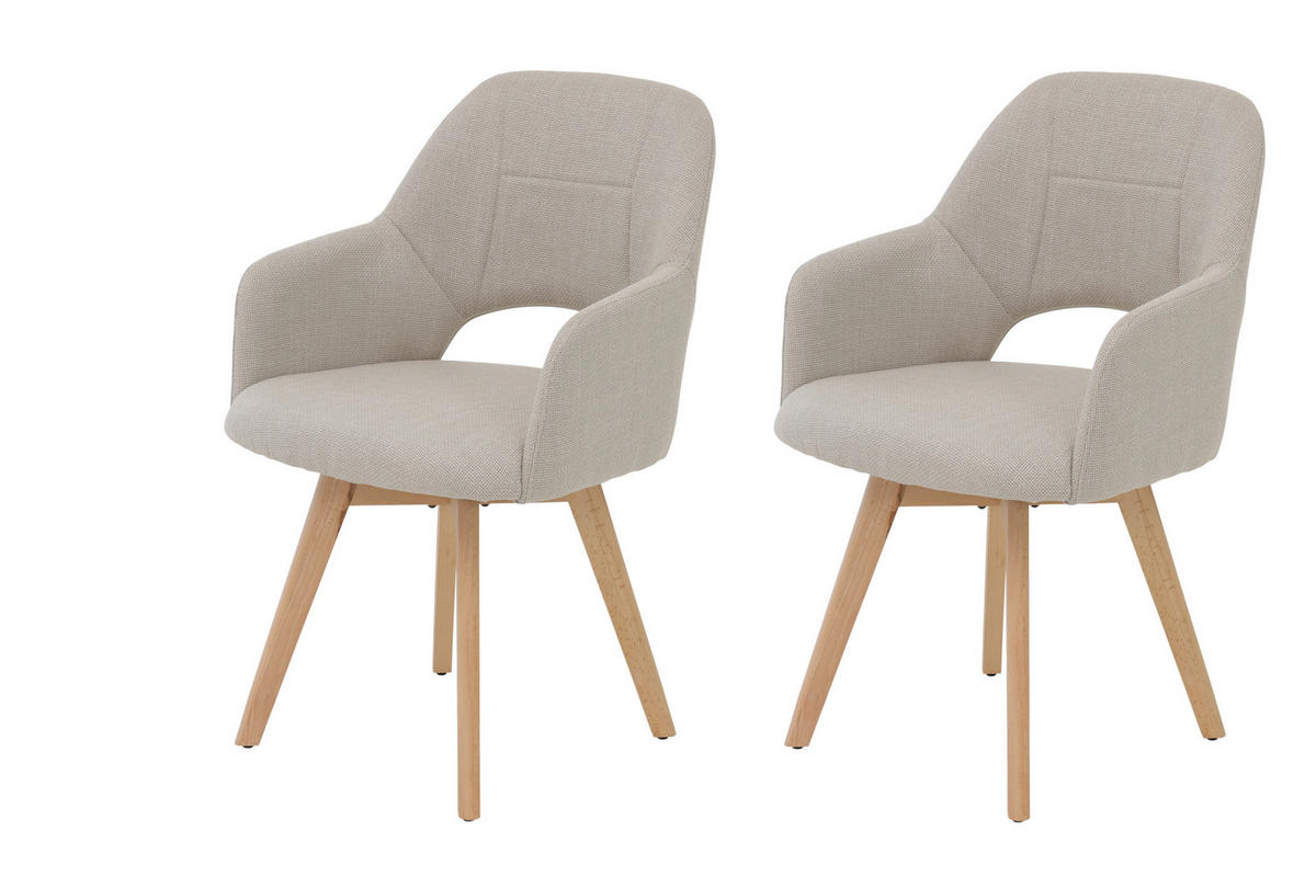 SESSELSET in Webstoff, Mikrofaser Beige  - Beige/Buchefarben, MODERN, Holz/Textil (57/88/61cm) - P & B