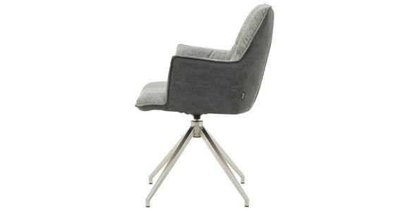 ARMLEHNSTUHL in Edelstahl Mikrofaser, Leinenoptik - Edelstahlfarben/Anthrazit, Design, Textil/Metall (59/89,5/63cm) - Novel