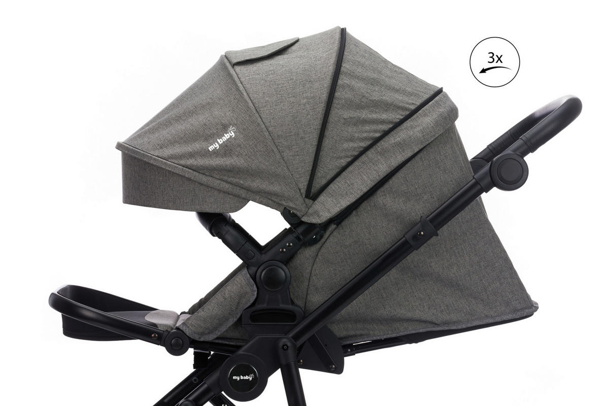 KINDERWAGENSET LIVERPOOL  - Schwarz/Grau, Basics, Textil/Metall (59/93/104cm) - My Baby Lou