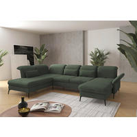 WOHNLANDSCHAFT in Flachgewebe Grün  - Schwarz/Grün, KONVENTIONELL, Textil/Metall (231/359/198cm) - Sit & More