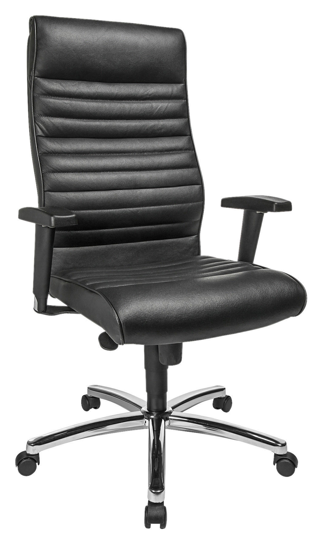 DREHSTUHL Schwarz  - Chromfarben/Schwarz, KONVENTIONELL, Leder/Kunststoff (52/110-120/48cm) - Topstar