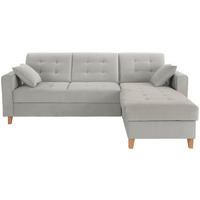 HÖRNSOFFA i sammet ljusgrå  - ljusgrå/naturfärgad, Design, trä/textil (231/160cm) - Livetastic