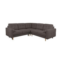 ECKSOFA Noret Grau Rückenkissen, Armlehnenkissen, Bettkasten, Schlaffunktion  - Buchefarben/Grau, Design, Holz/Textil (242/242cm) - MID.YOU