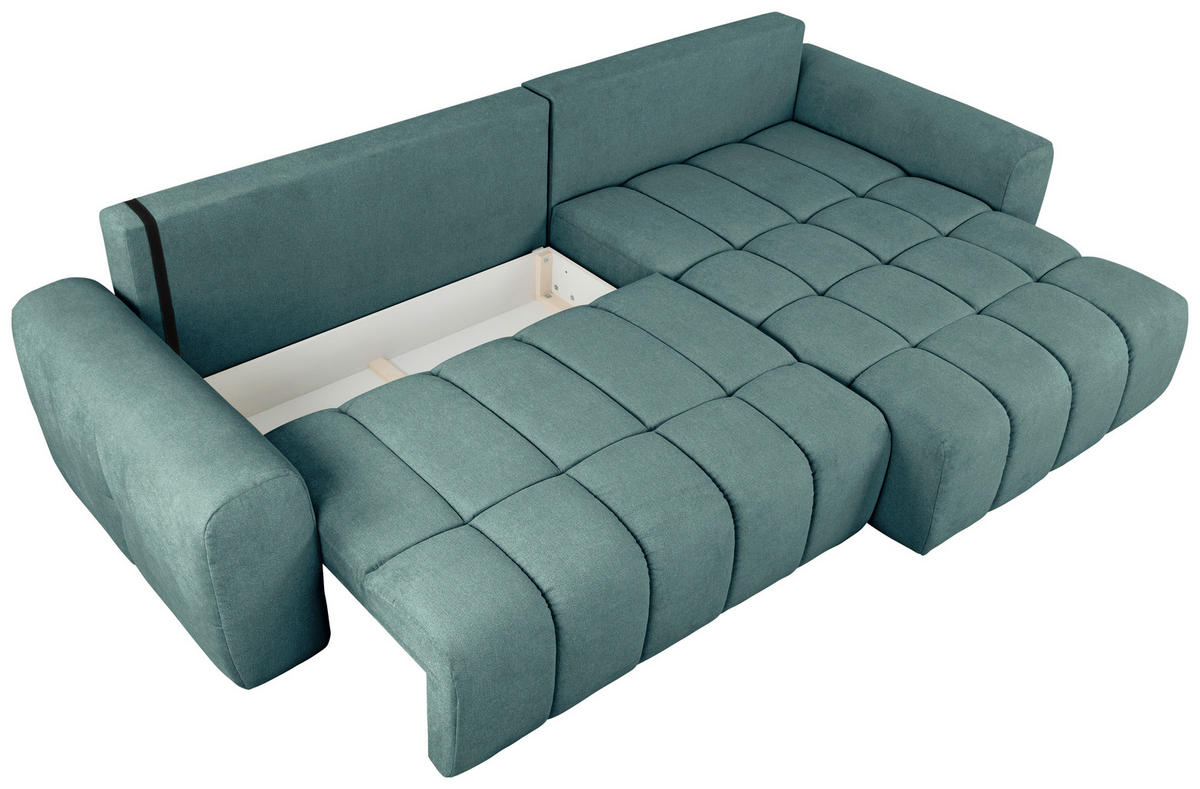 ECKSOFA in Velours Petrol  - Petrol/Schwarz, Konventionell, Kunststoff/Textil (298/168cm) - Carryhome