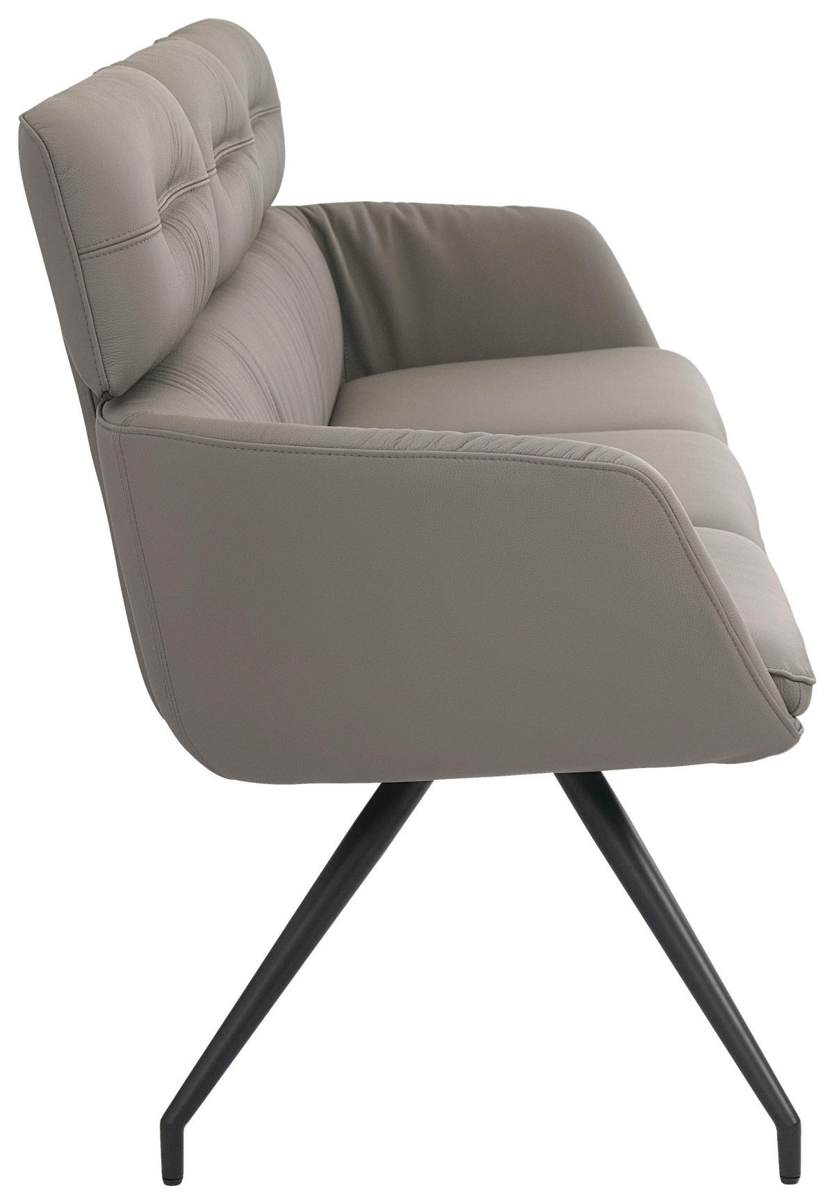 SITZBANK 200/91/70 cm Echtleder Schwarz, Dunkelgrau  - Dunkelgrau/Schwarz, Design, Leder/Metall (200/91/70cm) - Dieter Knoll