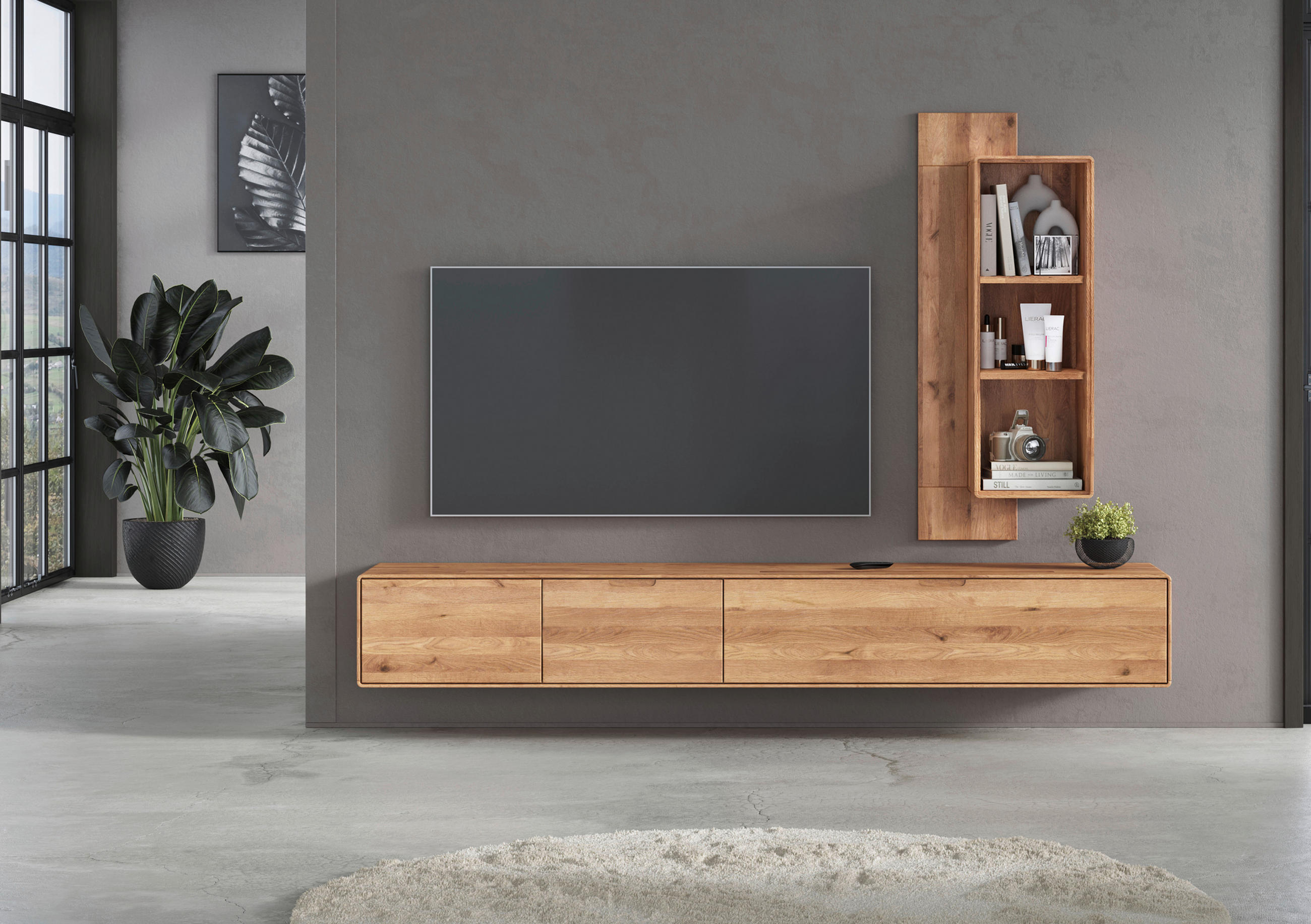 WOHNWAND  in Wildeiche  220/156/40 cm  - Wildeiche, KONVENTIONELL, Holz (220/156/40cm) - Linea Natura