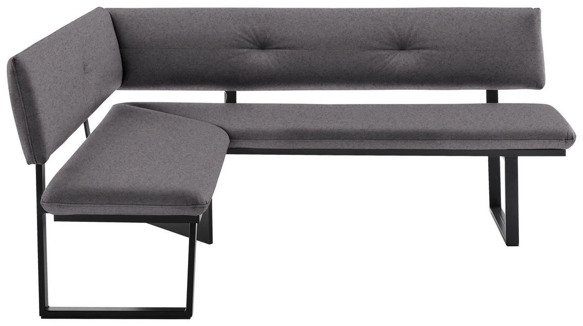 ECKBANK in Metall, Textil Grau, Schwarz  - Schwarz/Grau, Modern, Textil/Metall (165/205cm) - Cantus