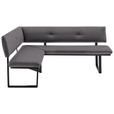 ECKBANK 165/205 cm  in Grau, Schwarz  - Schwarz/Grau, MODERN, Textil/Metall (165/205cm) - Cantus