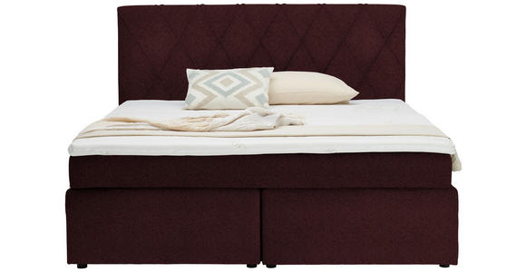BOXSPRINGBETT 180/200 cm in Beere - Beere/Schwarz, Design, Kunststoff/Textil (180/200cm) - Xora