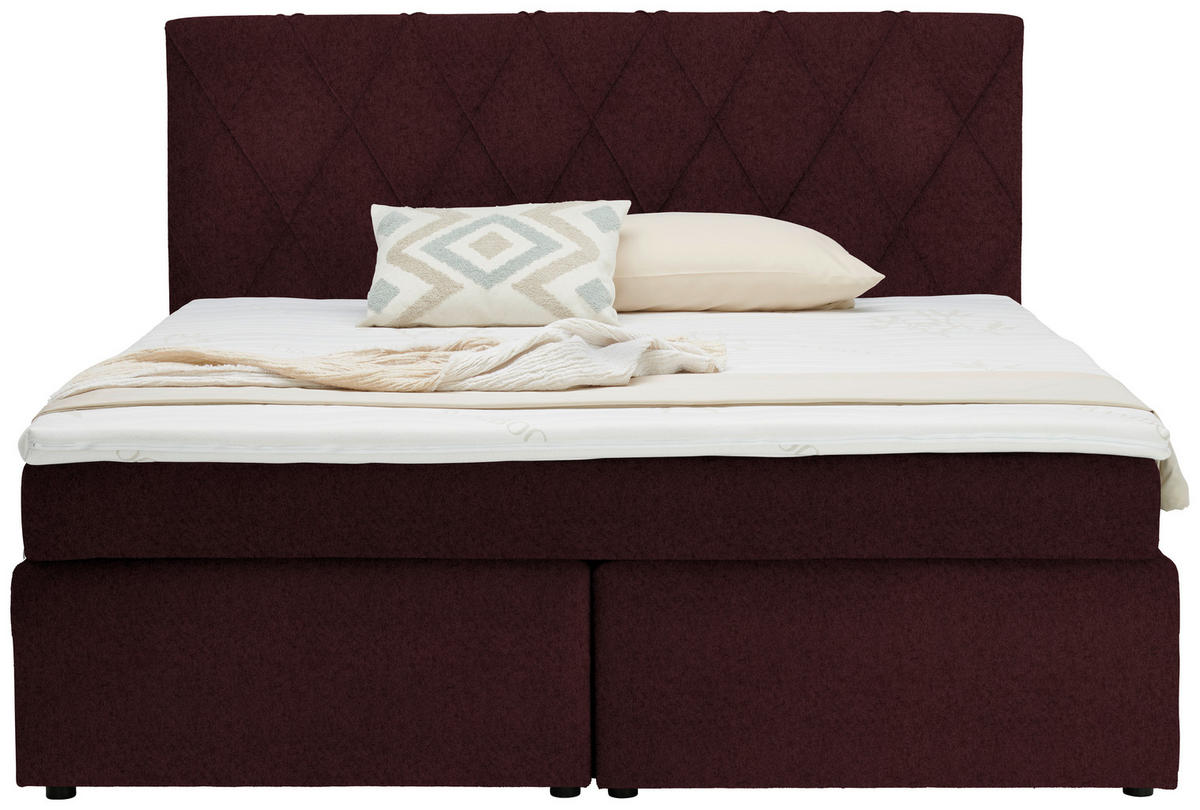 BOXSPRINGBETT 180/200 cm  in Beere  - Beere/Schwarz, Design, Kunststoff/Textil (180/200cm) - Xora
