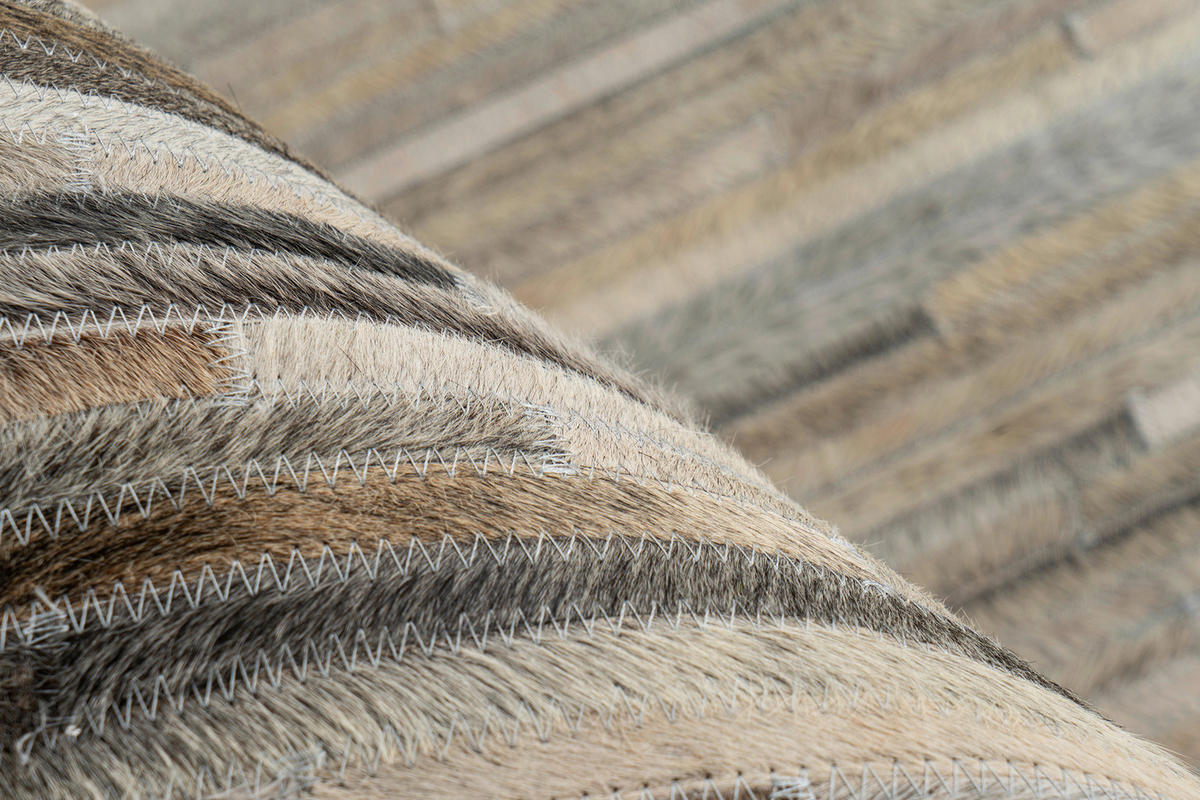 LEDERTEPPICH 160/230 cm Creme, Schwarz  - Creme/Schwarz, KONVENTIONELL, Leder/Textil (160/230cm)