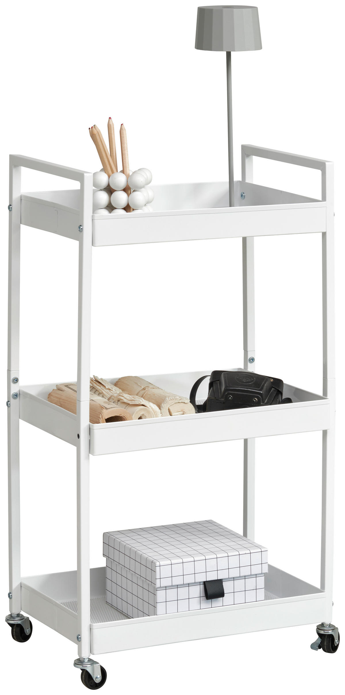 TÁLALÓKOCSI fehér  - fehér, Basics, műanyag/fém (45/30/80cm) - Boxxx