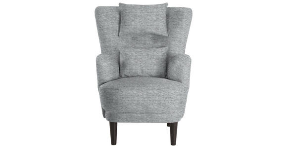 OHRENSESSEL in Flachgewebe Hellgrau  - Hellgrau/Schwarz, Design, Holz/Textil (81/106/90cm) - Carryhome