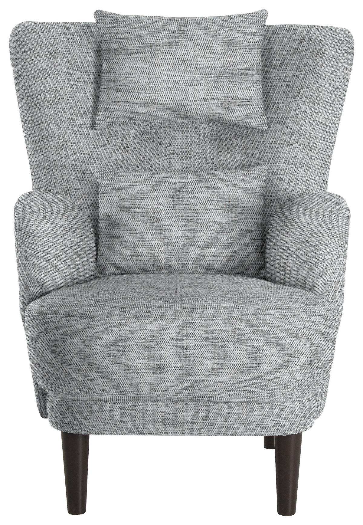 OHRENSESSEL in Flachgewebe Hellgrau  - Hellgrau/Schwarz, Design, Holz/Textil (81/106/90cm) - MID.YOU