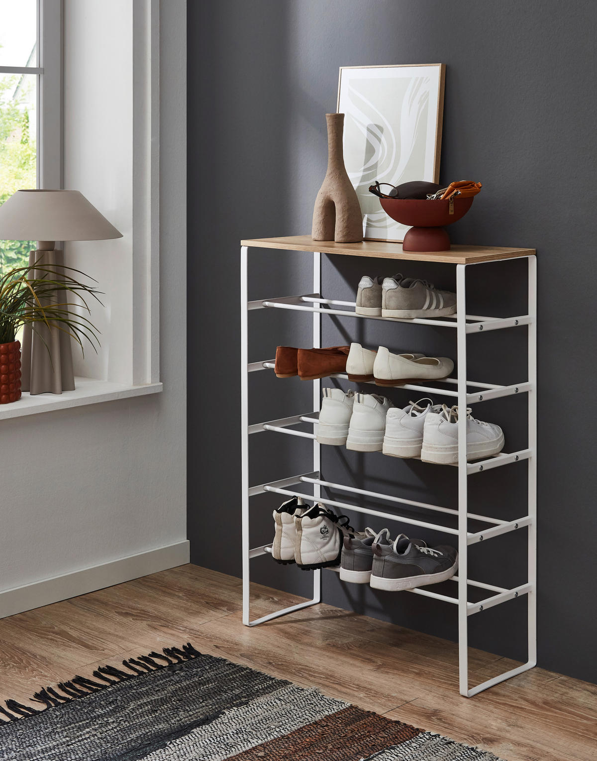 SKOHYLLA 66/90/25 cm  - vit/ek Artisan, Design, metall/trämaterial (66/90/25cm) - MID.YOU