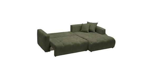 ECKSOFA in Chenille Dunkelgrün  - Dunkelgrün/Schwarz, MODERN, Kunststoff/Textil (276/172cm) - Hom`in