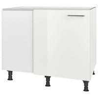 ECKUNTERSCHRANK 125/87/65 cm  - Edelstahlfarben/Weiß Hochglanz, MODERN, Holzwerkstoff/Metall (125/87/65cm) - Nobilia