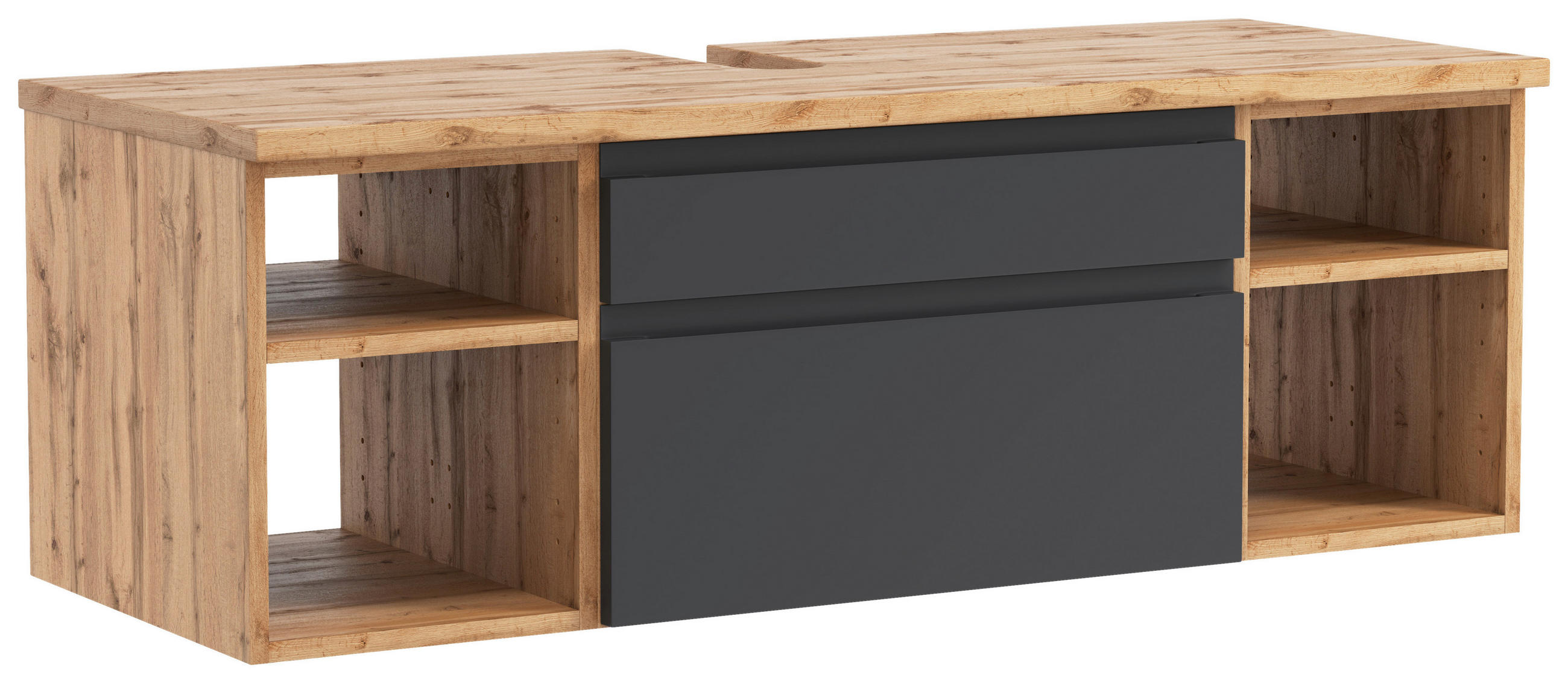 WASCHBECKENUNTERSCHRANK 120/41/47 cm - Eiche Wotan/Grau, Modern, Holzwerkstoff (120/41/47cm) - Held