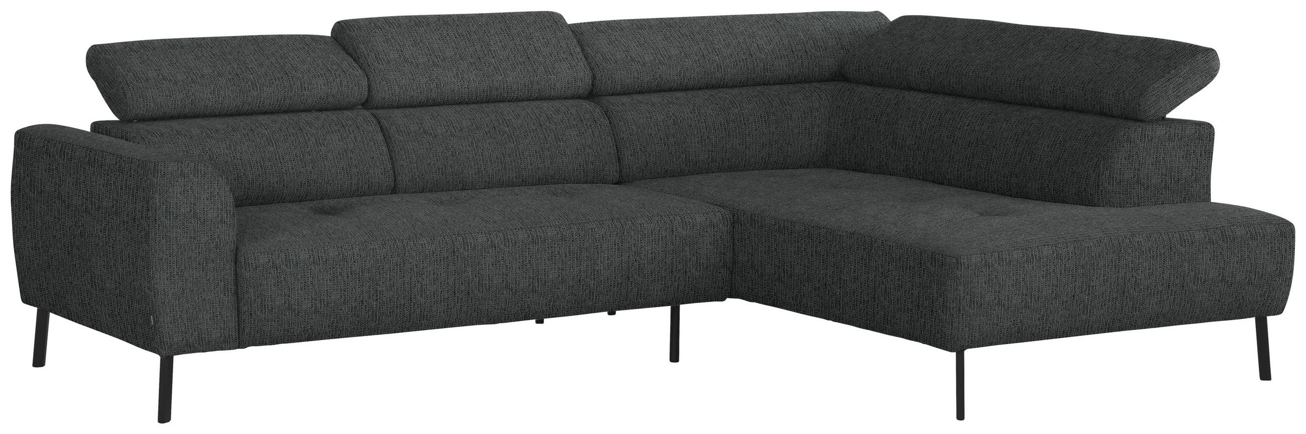 ECKSOFA in Webstoff Anthrazit  - Anthrazit/Schwarz, Design, Textil/Metall (280/205cm) - MID.YOU
