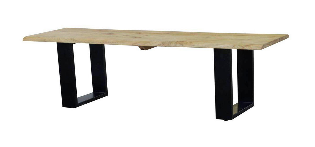 SITZBANK 120/45/45 cm Schwarz, Akaziefarben Akazie vollmassiv  - Schwarz/Akaziefarben, Basics, Holz/Metall (120/45/45cm) - MID.YOU