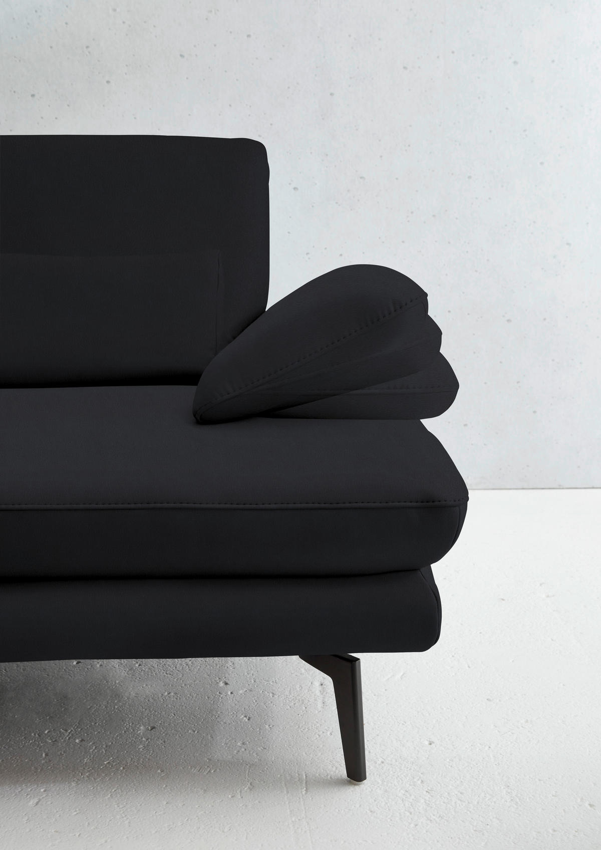 3-SITZER-SOFA in Echtleder Anthrazit  - Anthrazit/Schwarz, Design, Leder/Metall (222/86/104cm) - Dieter Knoll