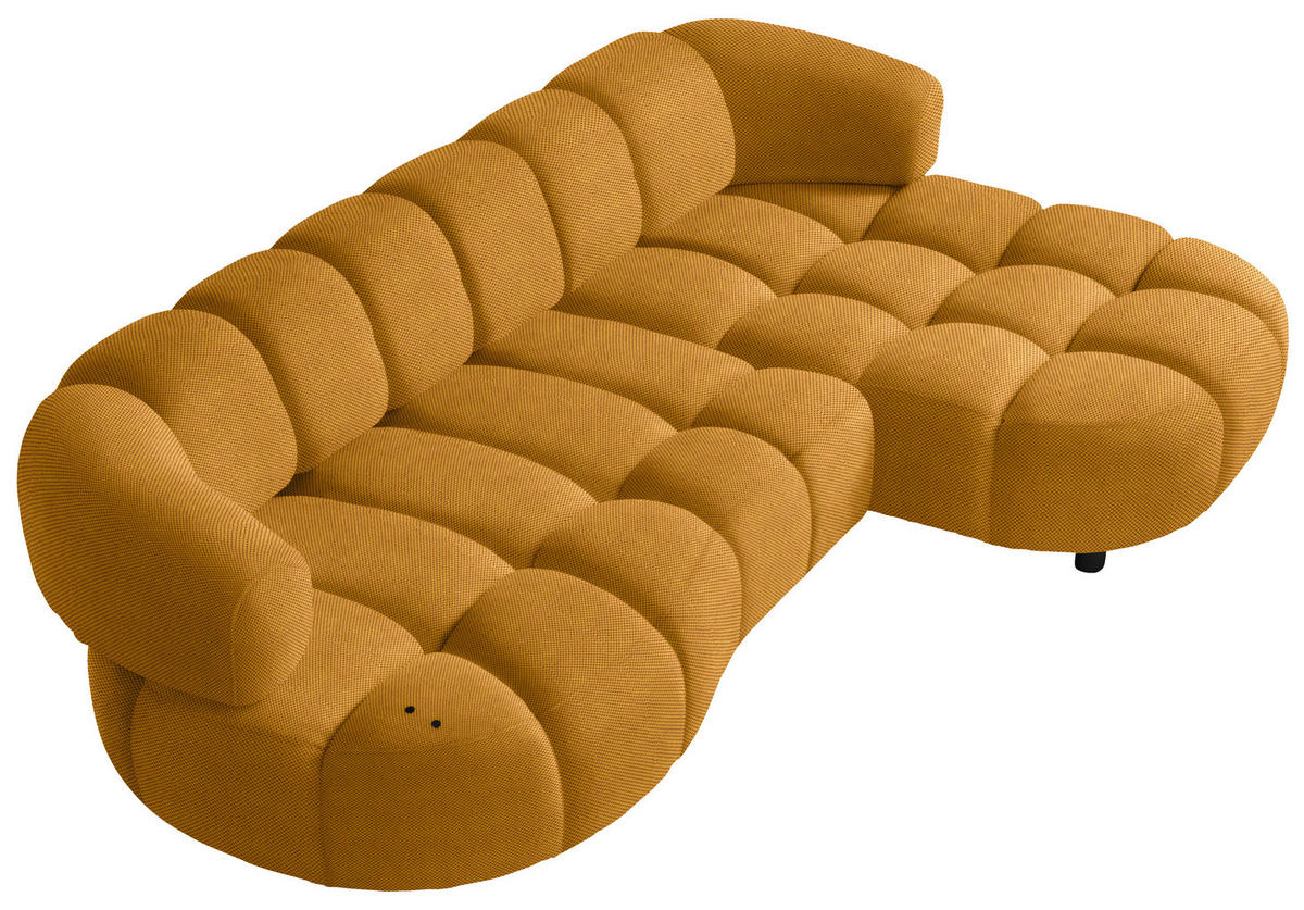 ECKSOFA in Webstoff Currygelb  284/183 cm  - Currygelb/Schwarz, Design, Holz/Textil (284/183cm) - Welnova