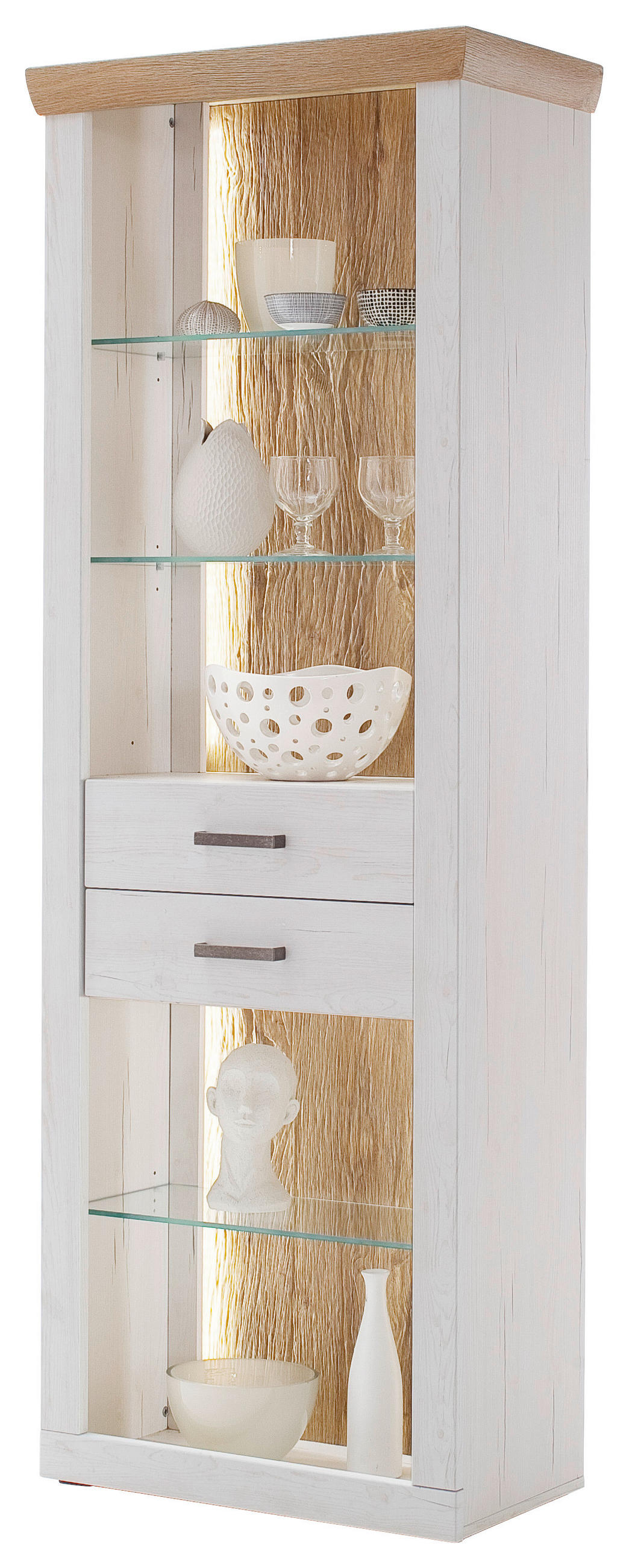 VITRINE  in Eichefarben, Pinienfarben - Eichefarben/Graphitfarben, Design, Glas/Holzwerkstoff (71/205/40cm) - MID.YOU