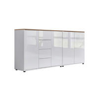 SIDEBOARD Mailand Set 15  in 185/73/33 cm  - Weiß Hochglanz/Schwarz, MODERN, Holzwerkstoff/Kunststoff (185/73/33cm) - MID.YOU