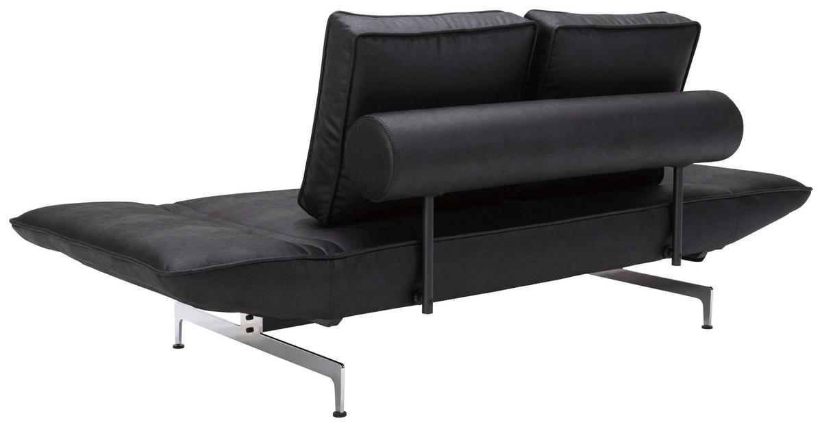 SCHLAFSOFA Lederlook Schwarz  - Chromfarben/Schwarz, Design, Textil/Metall (178/83/93cm) - Niels Andersson