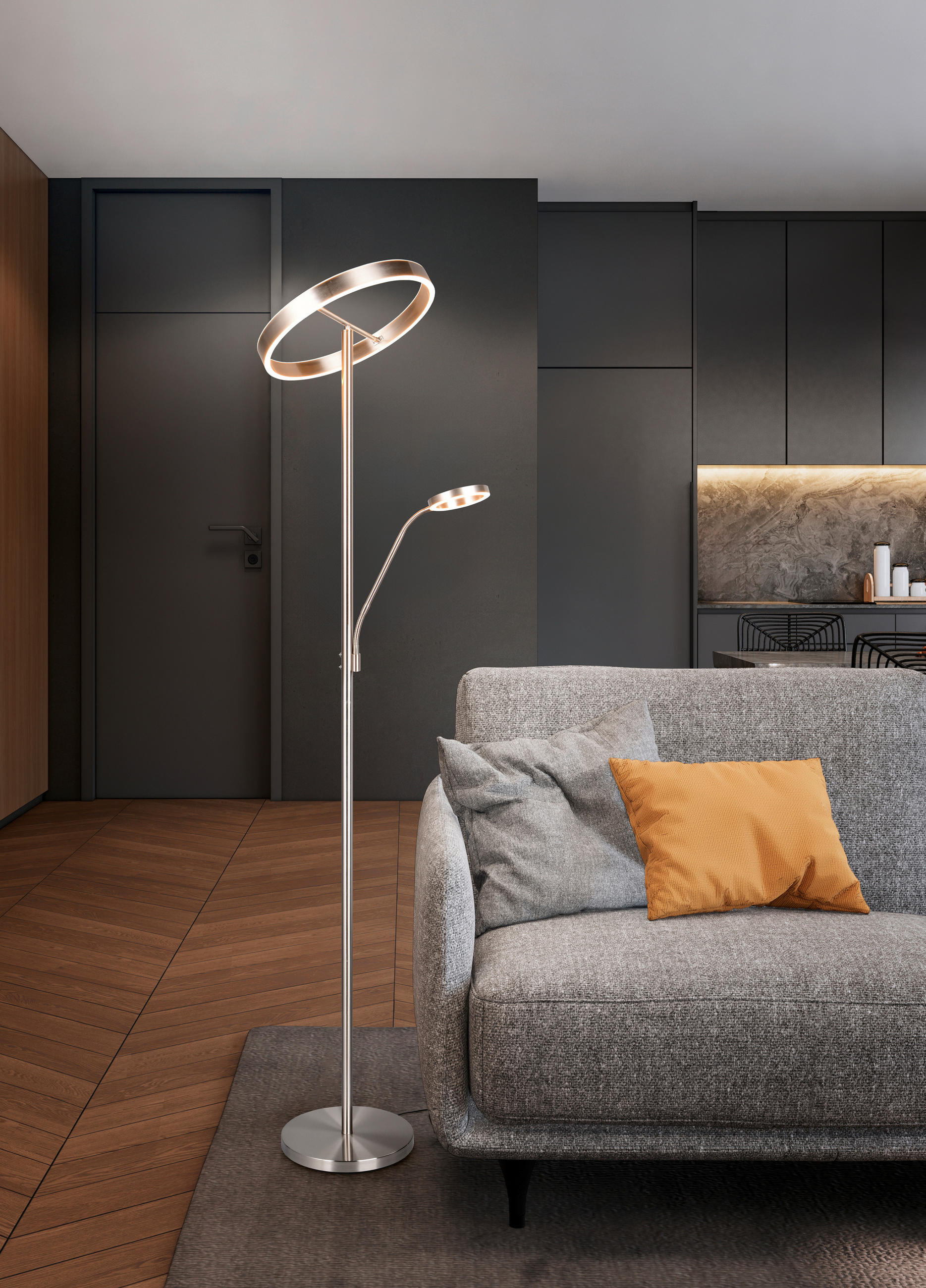 LED-GOLVLAMPA 40/180 cm    - nickelfärgad, Design, metall (40/180cm) - Trio Leuchten