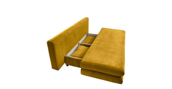 SCHLAFSOFA Mikrofaser Senfgelb - Chromfarben/Senfgelb, Design, Kunststoff/Textil (196/74/90cm) - Carryhome