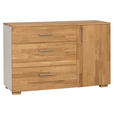 SIDEBOARD Eiche massiv Grau, Eichefarben Einlegeböden  - Eichefarben/Silberfarben, KONVENTIONELL, Holz/Holzwerkstoff (125/80/42cm) - Cantus