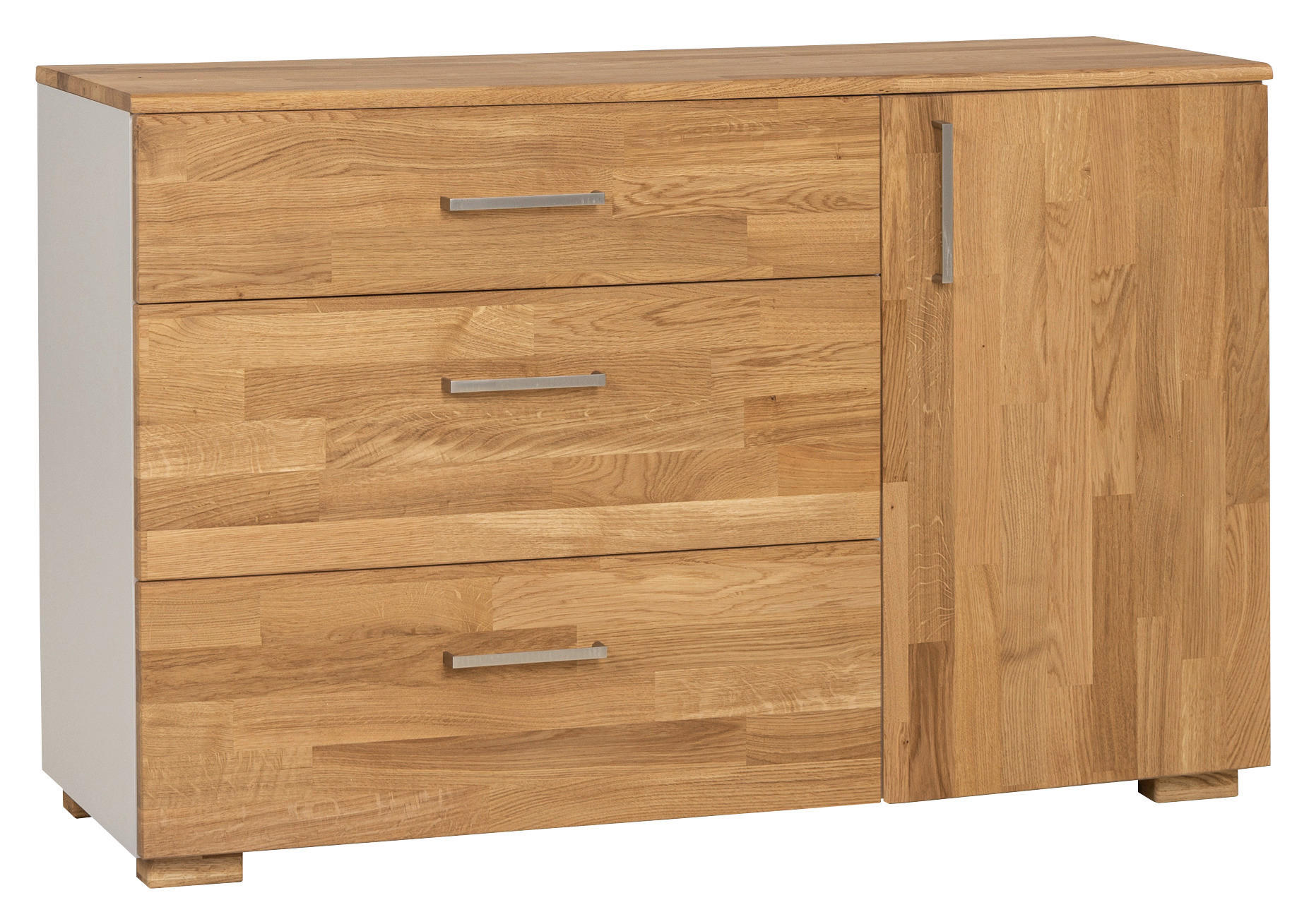 Thumbnail - Cantus Sideboard Cool, Grau, Eiche, Metall, Eiche, massiv, 2 Fächer, 3 Schubladen, 125x80x42 cm, Beimöbel erhältlich, st...
