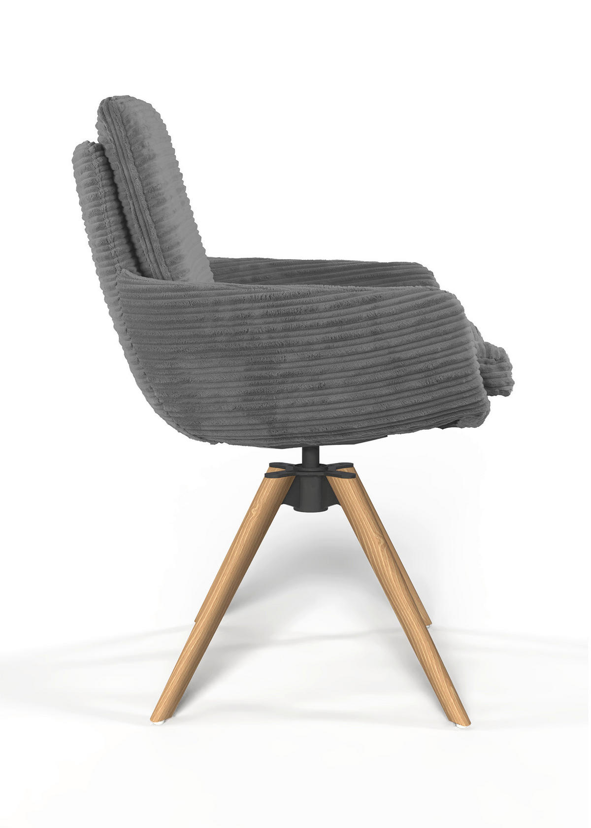 ARMLEHNSTUHL  Beinauswahl, Sitzfläche 360° drehbar, Stoff-/Lederauswahl gerippt  Dunkelgrau  - Eichefarben/Dunkelgrau, Design, Holz/Textil (60/91/62cm) - Valdera