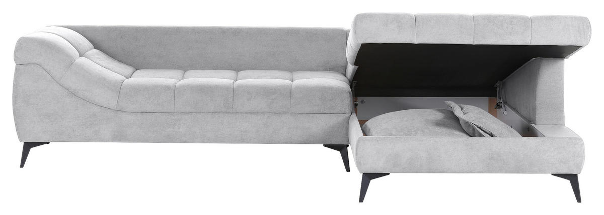 ECKSOFA in Flachgewebe Grauweiß  307/224 cm  - Grauweiß/Schwarz, Design, Textil/Metall (307/224cm) - Stylife