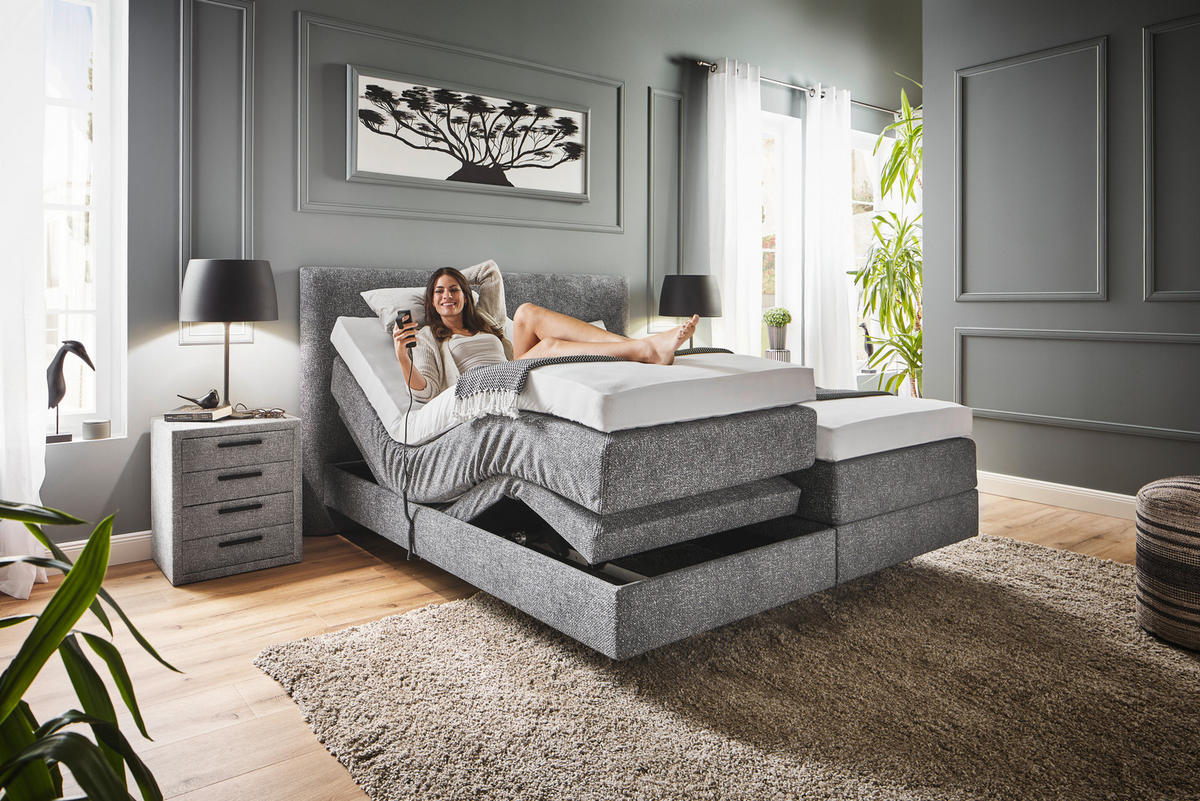 BOXSPRINGBETT 180/200 cm  in Grau  - Grau, Konventionell, Holz/Textil (180/200cm) - Dieter Knoll