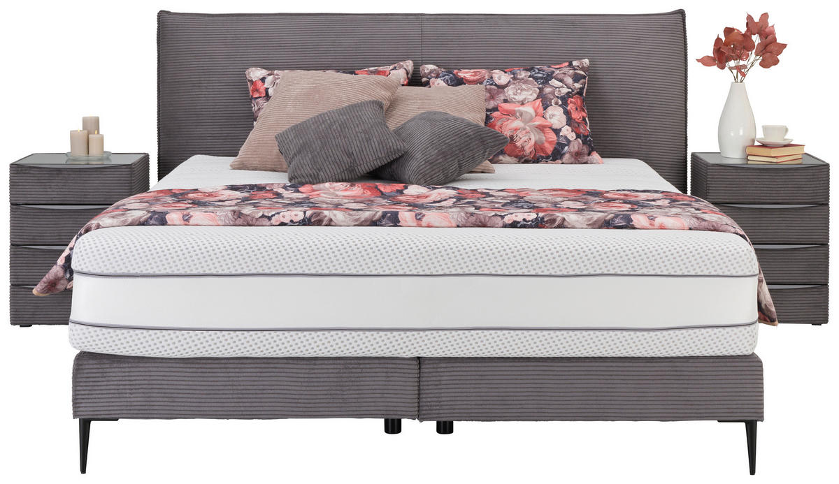 BOXSPRINGBETT 180/200 cm  Anthrazit  - Anthrazit/Schwarz, Modern, Textil/Metall (180/200cm) - Beldomo - Sleep