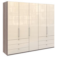 FALTTÜRENSCHRANK  in Trüffeleichefarben, Magnolie  - Chromfarben/Magnolie, KONVENTIONELL, Glas/Holzwerkstoff (250/216/58cm) - Venda