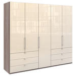 FALTTÜRENSCHRANK  in Trüffeleichefarben, Magnolie  - Chromfarben/Magnolie, KONVENTIONELL, Glas/Holzwerkstoff (250/216/58cm) - Venda