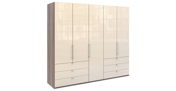 FALTTÜRENSCHRANK  in Trüffeleichefarben, Magnolie  - Chromfarben/Magnolie, KONVENTIONELL, Glas/Holzwerkstoff (250/216/58cm) - Venda