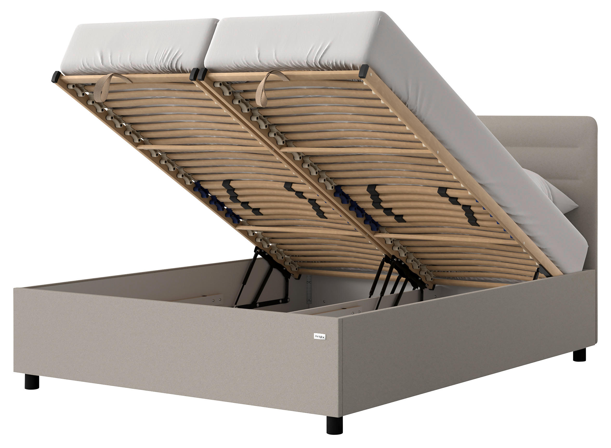 OBLAZINJENA POSTELJA   x  , tekstil, usnje, leseni material bež  - črna/bež, Konvencionalno, tekstil/leseni material (180/200cm) - Hespo