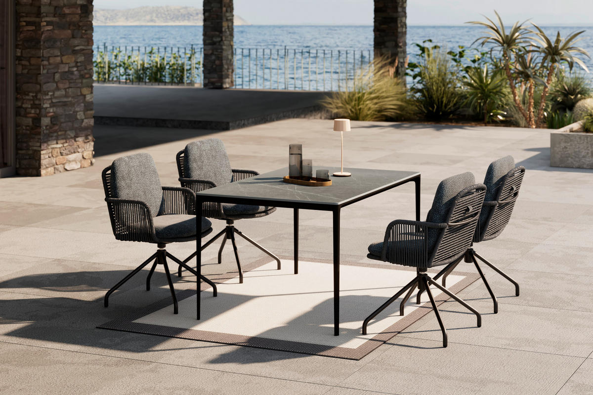 GARTENTISCH Metall, Stein Anthrazit rechteckig  - Anthrazit, Design, Stein/Metall (140/90/73,5cm) - Dieter Knoll