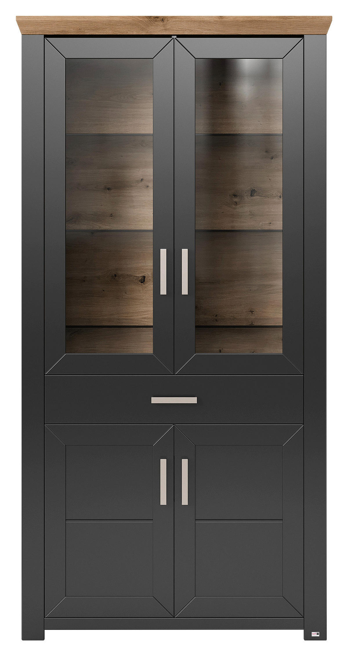 VITRINE in Graphitfarben, Eiche Artisan  - Graphitfarben/Eiche Artisan, Design, Glas/Holzwerkstoff (104,5/206,6/42,2cm) - SetOne by Musterring