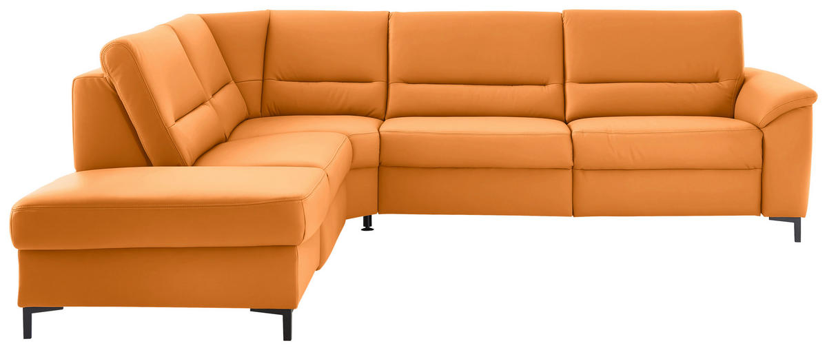 ECKSOFA  in Echtleder Currygelb  249/290 cm  - Currygelb/Schwarz, KONVENTIONELL, Leder/Metall (249/290cm) - Beldomo Premium