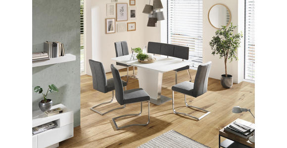 SITZBANK 155/88/48 cm in Grau, Edelstahlfarben - Edelstahlfarben/Grau, Design, Textil/Metall (155/88/48cm) - Xora